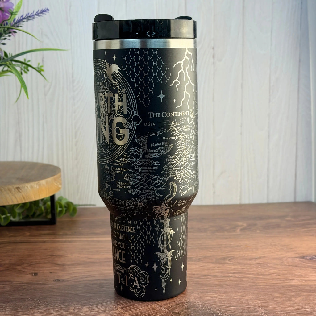 Fourth Wing v3 tumbler black / sliver 40oz Stanley 