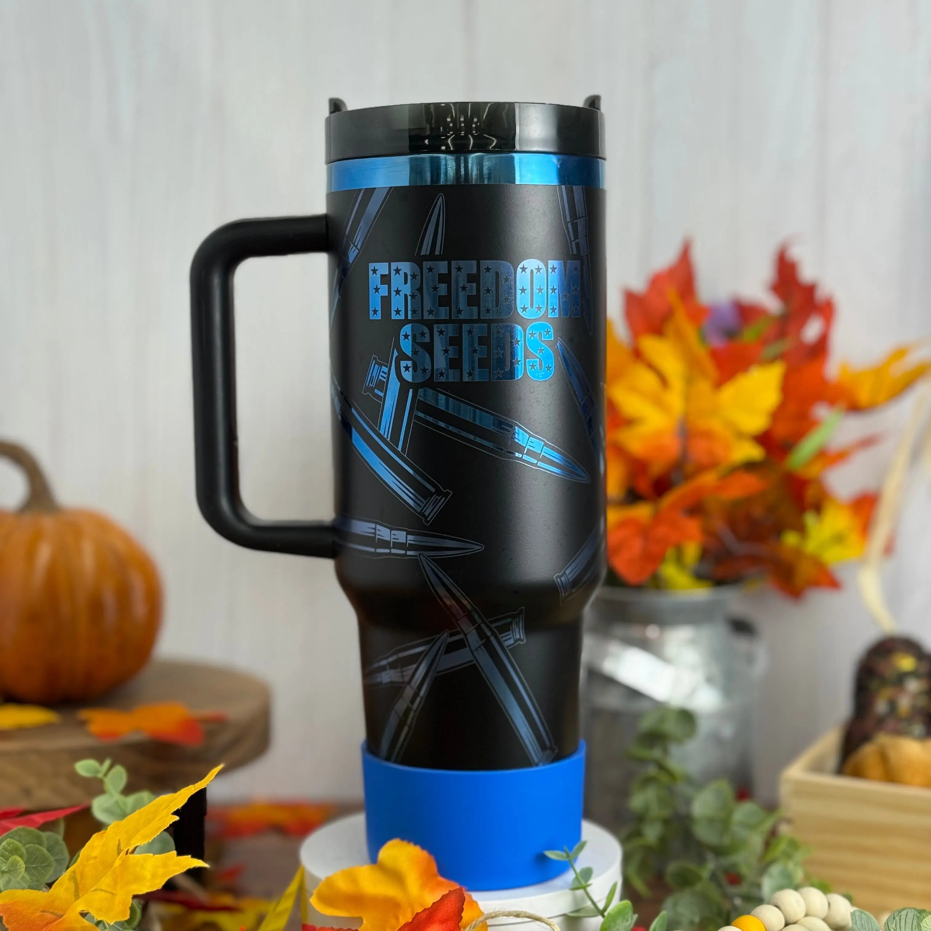 Freedom Seeds AMERICA Engraved Black to Blue40 oz Tumbler 
