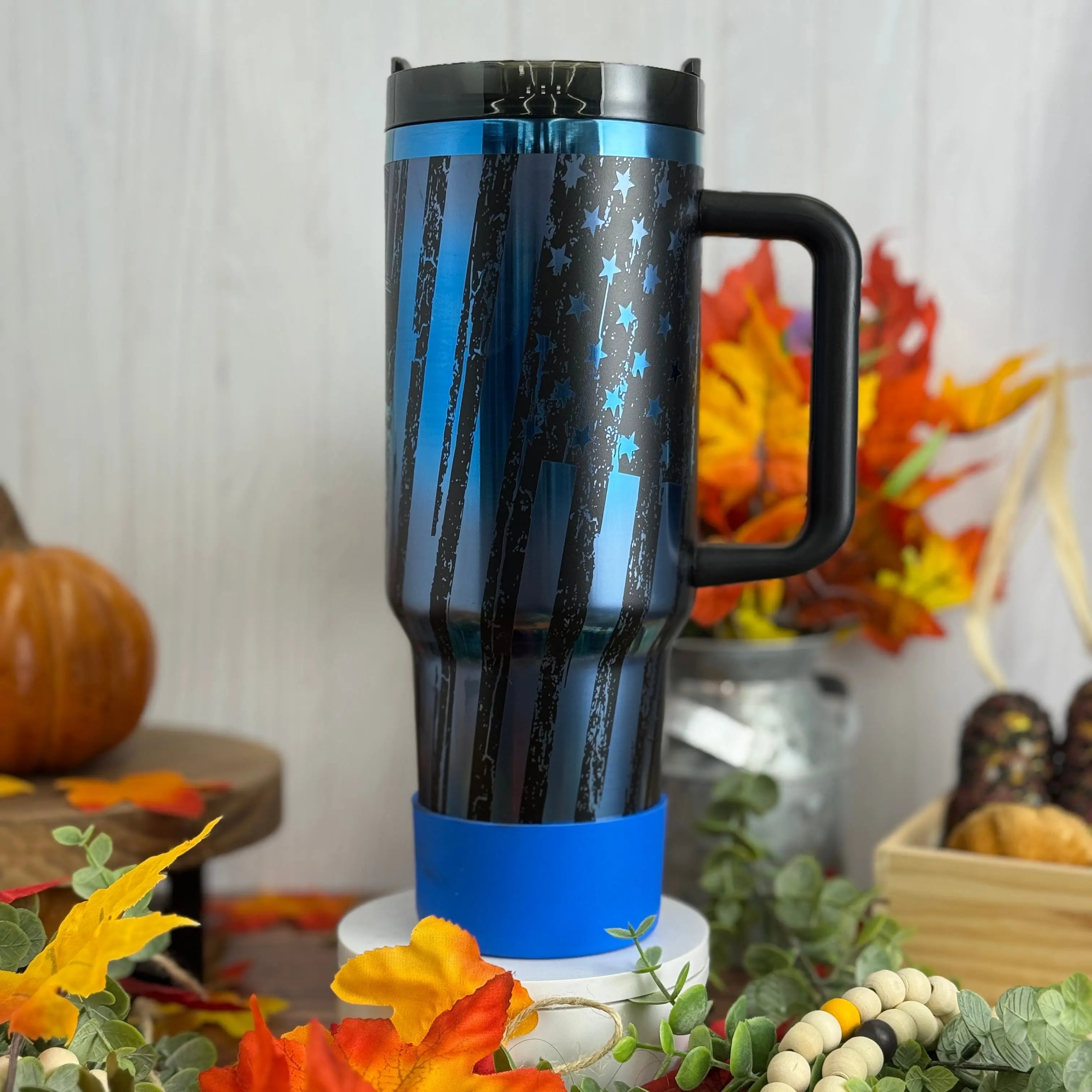 Freedom Seeds AMERICA Engraved Black to Blue40 oz Tumbler 