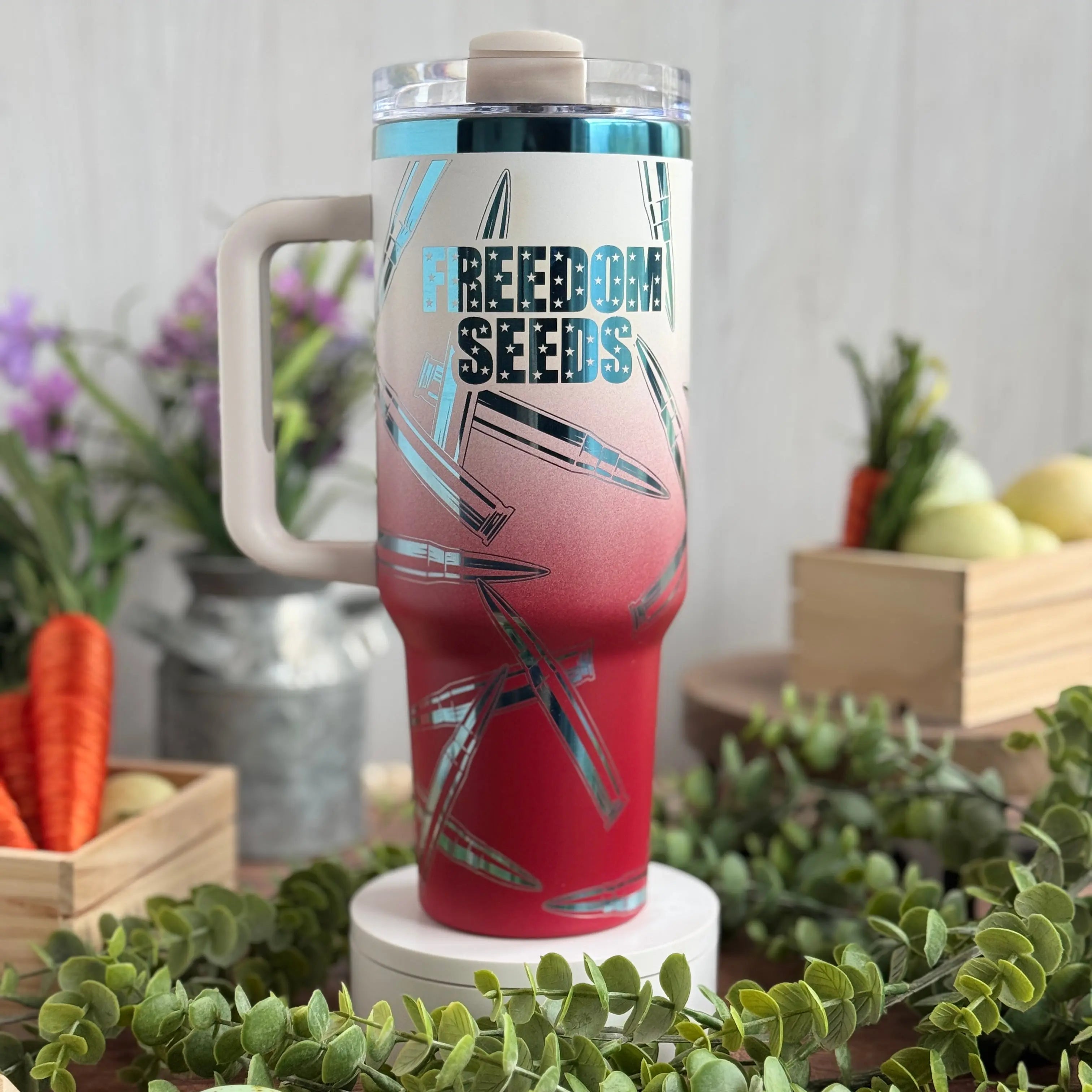 Freedom Seeds AMERICA Engraved Red/White/Blue 40 oz Tumbler 