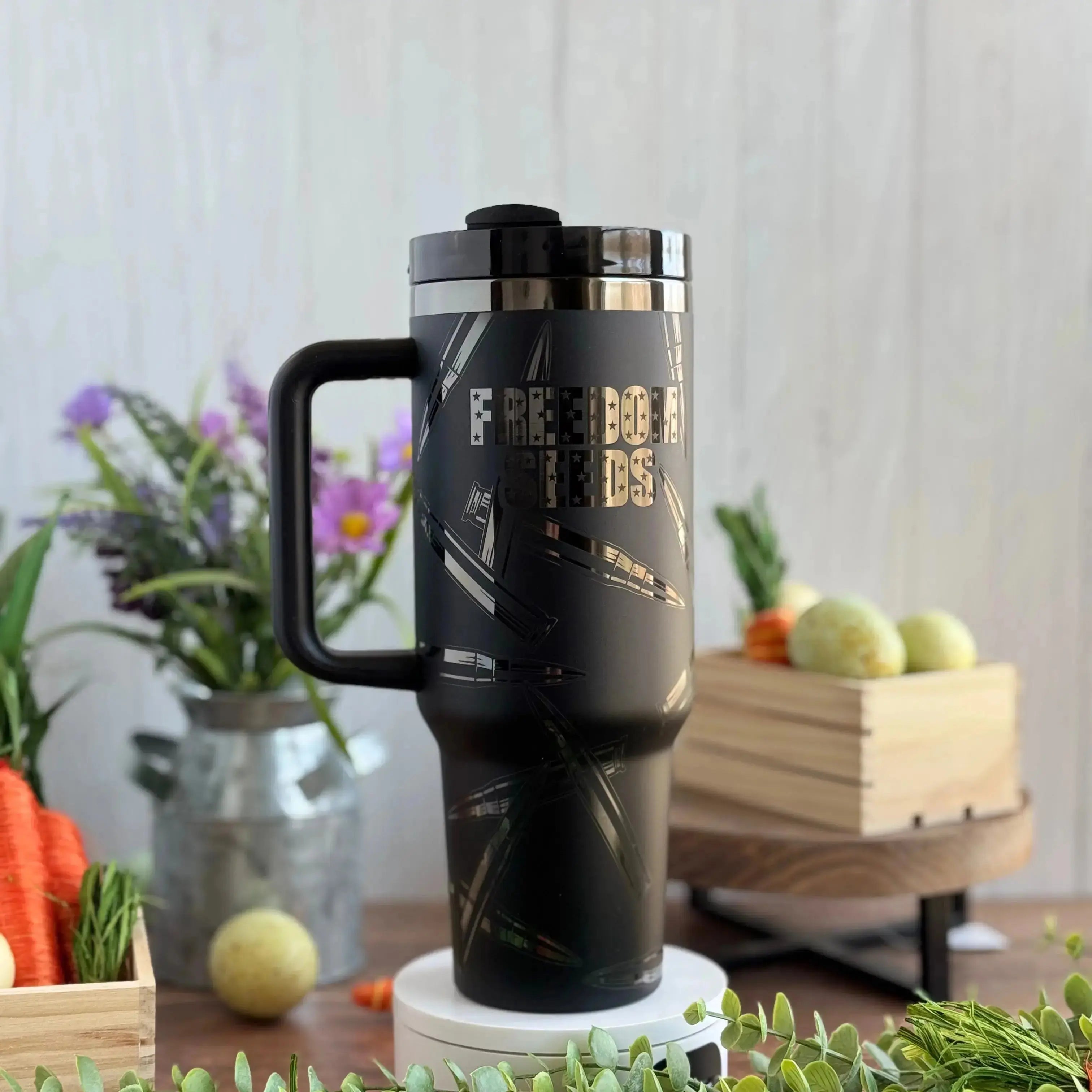 Freedom Seeds | America | Large Caliber Bullet | USA - Engraved Tumbler (30oz, 40oz, + Stanleys)