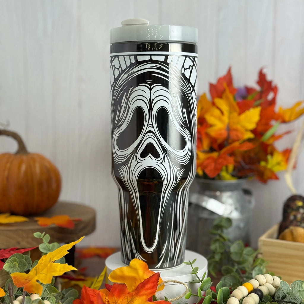 Ghost Facce Stained Glass Tumbler White to Black 40 oz 