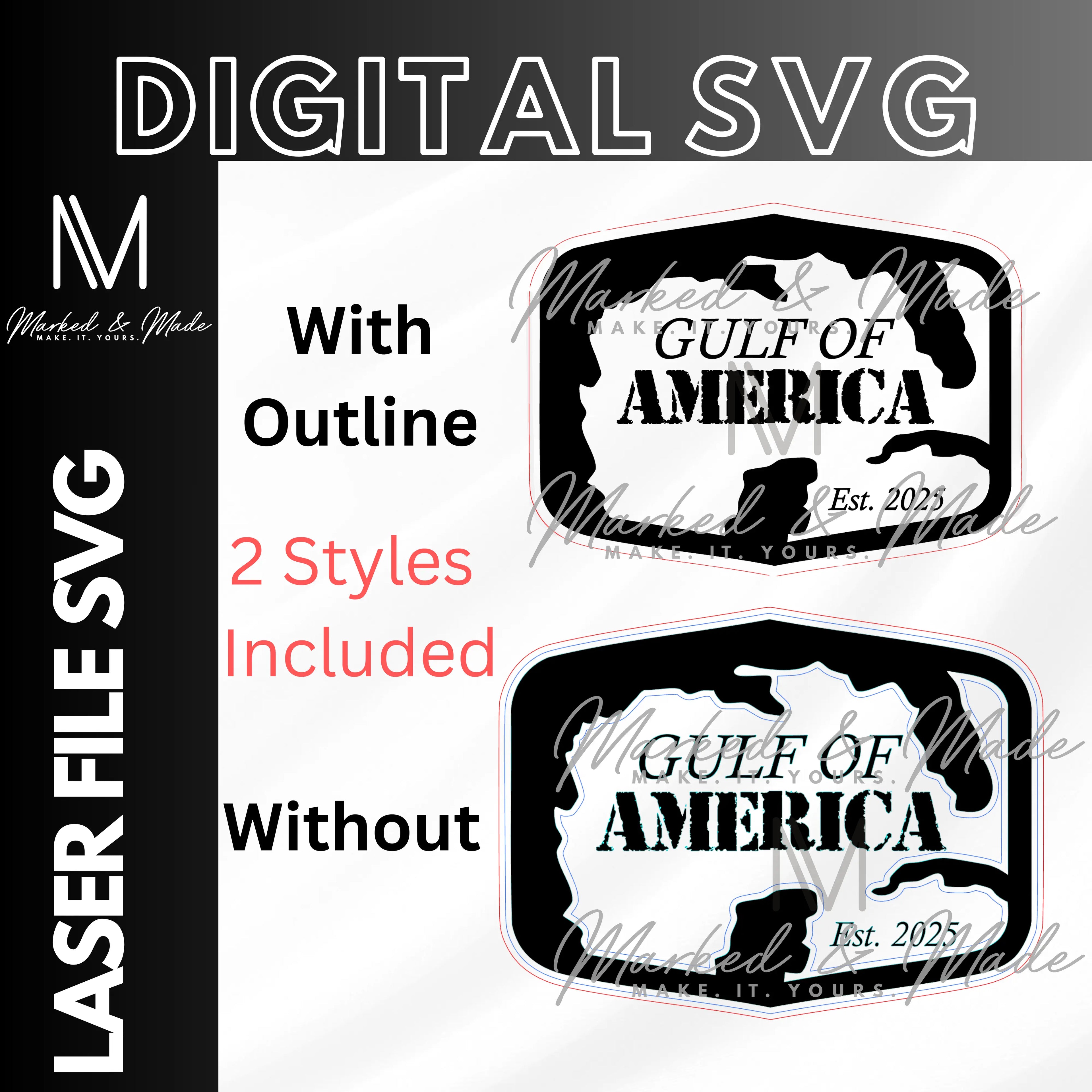 Gulf of America SVG | American Patriotic | Trump | Hat Patch SVG | Leather Patch SVG| Digital File | Digital Download | Laser File 