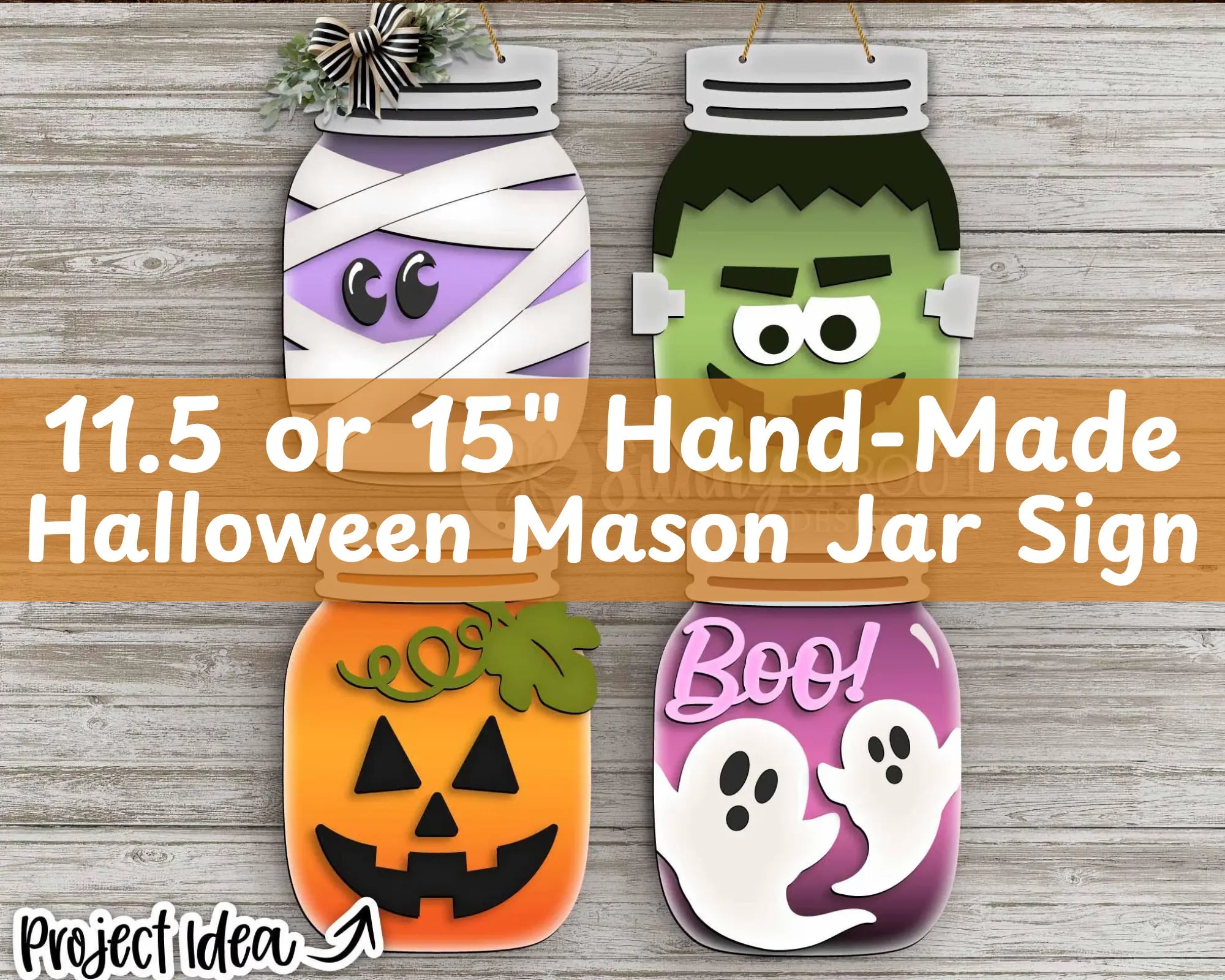 Halloween Mason Jar Signs! Hand-Painted| 11" or 15"  | Door Hanger | Multiple Designs 