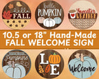 Handmade Fall Welcome Sign | 10.5 or 18" | Door Hanger | Multiple Designs 