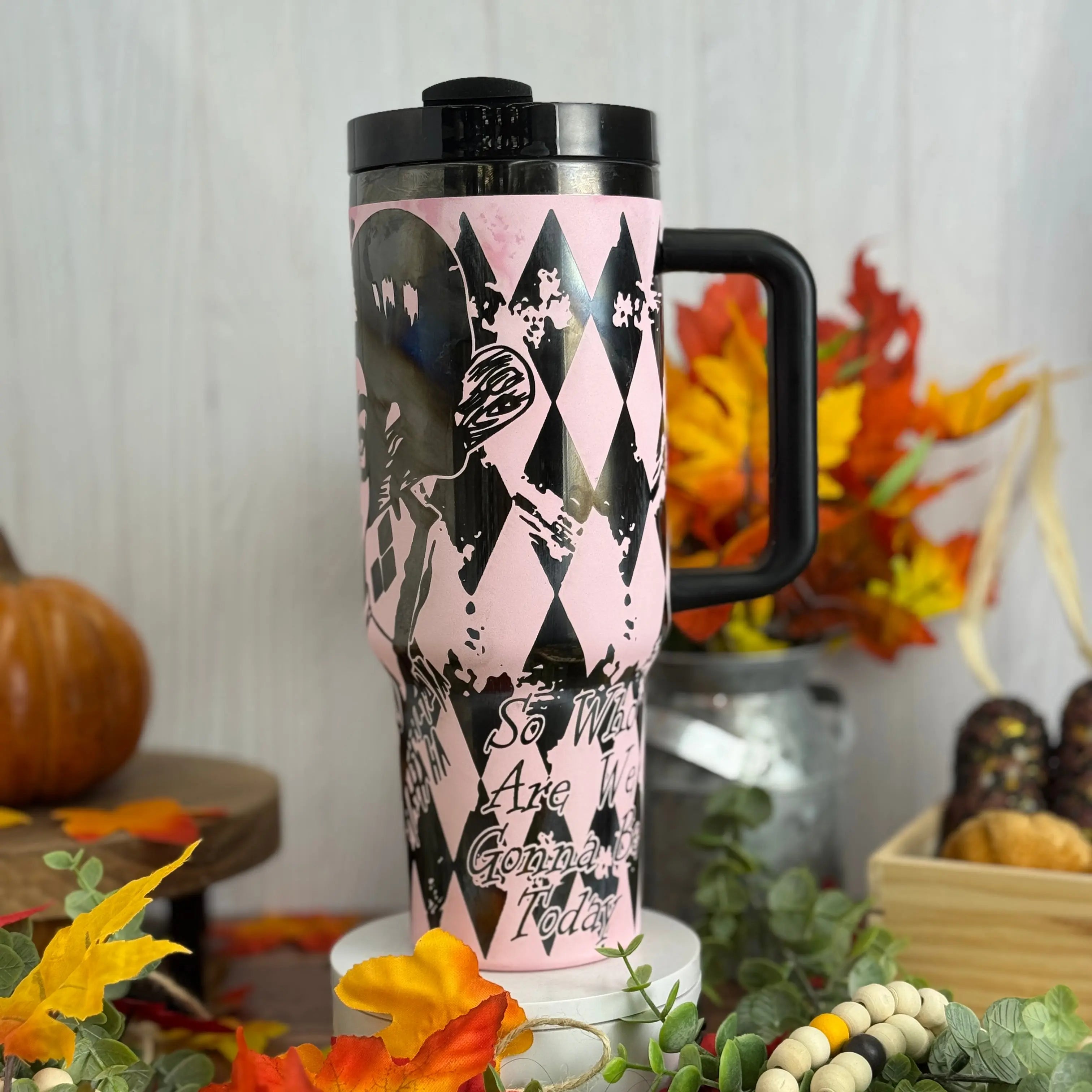 Harley Quinn Tumbler  Pink to Black 40 oz 