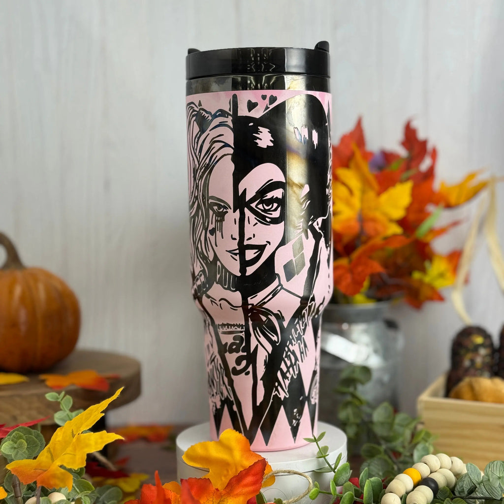 Harley Quinn Tumbler  Pink to Black 40 oz 