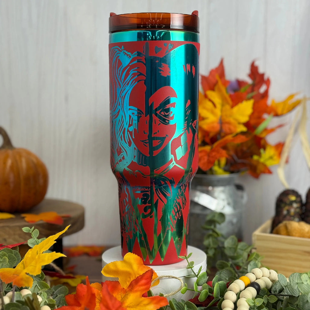 Harley Quinn Tumbler  Red to Blue/Green 40 oz 