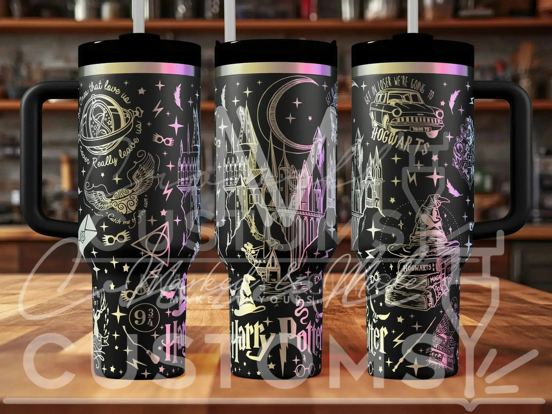 Harry Potter Hogwarts Theme Quencher Tumbler (30oz, 40oz, + Stanleys)