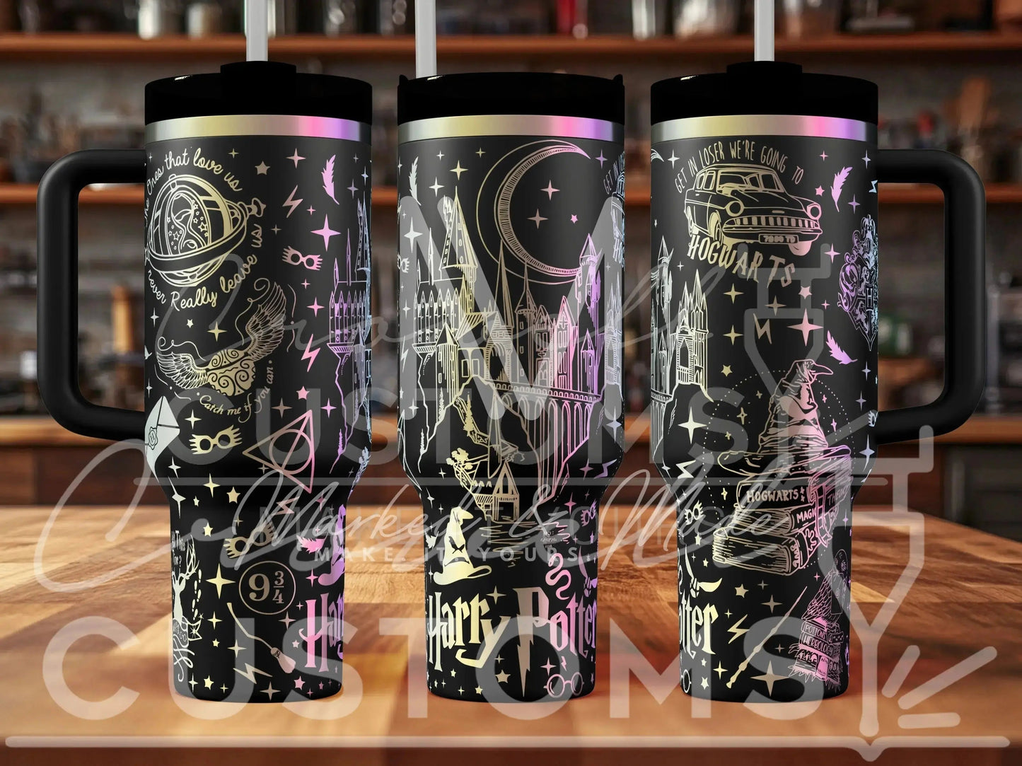 Harry Potter Hogwarts Theme Quencher Tumbler (30oz, 40oz, + Stanleys) 