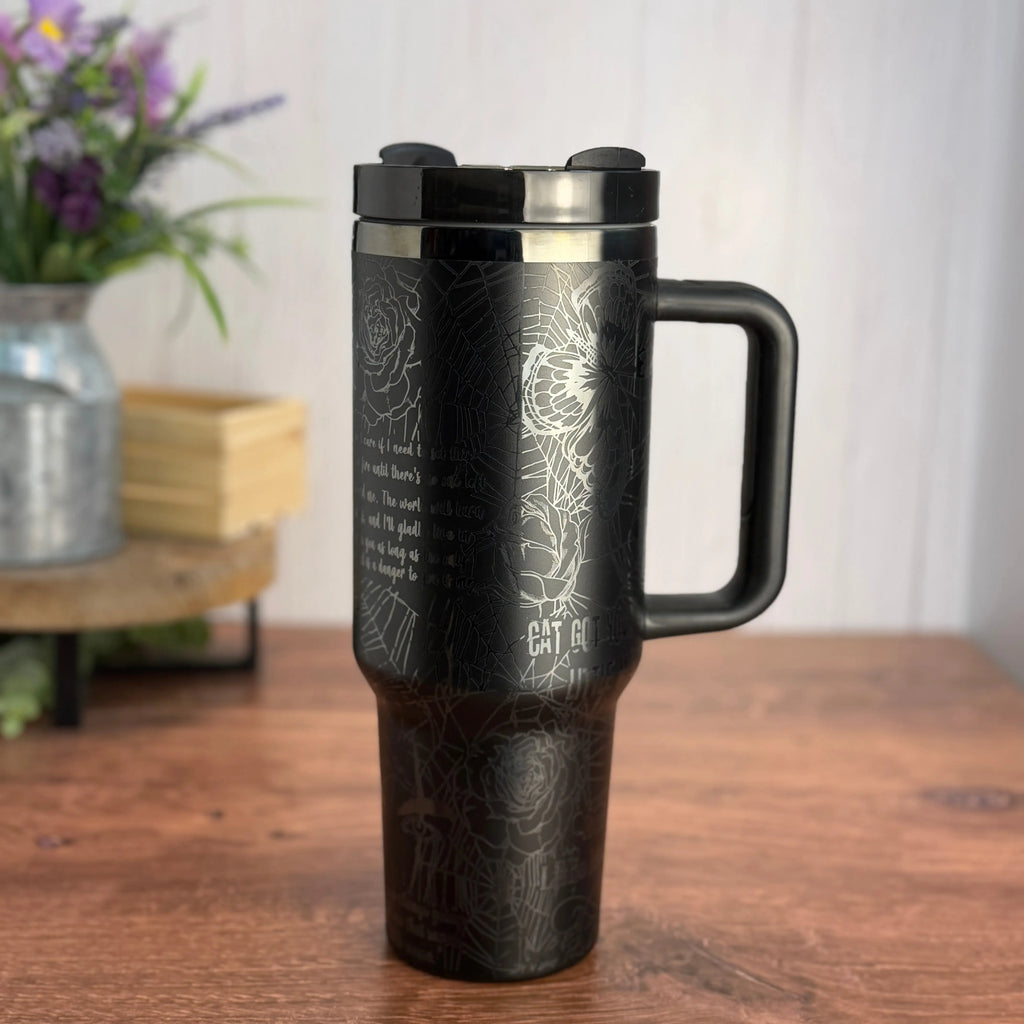 Haunting Adeline / Run Little Mouse Engraved Black to Black 40 oz Tumbler 