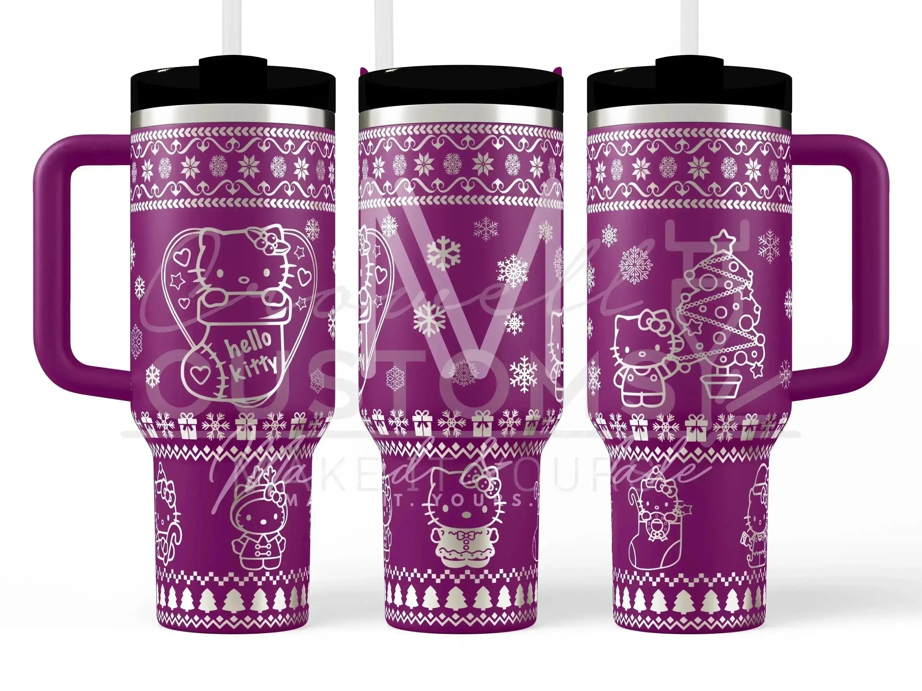 Hello Kitty - Ugly Sweater Christmas  Quencher Tumbler (30oz, 40oz, + Stanleys)