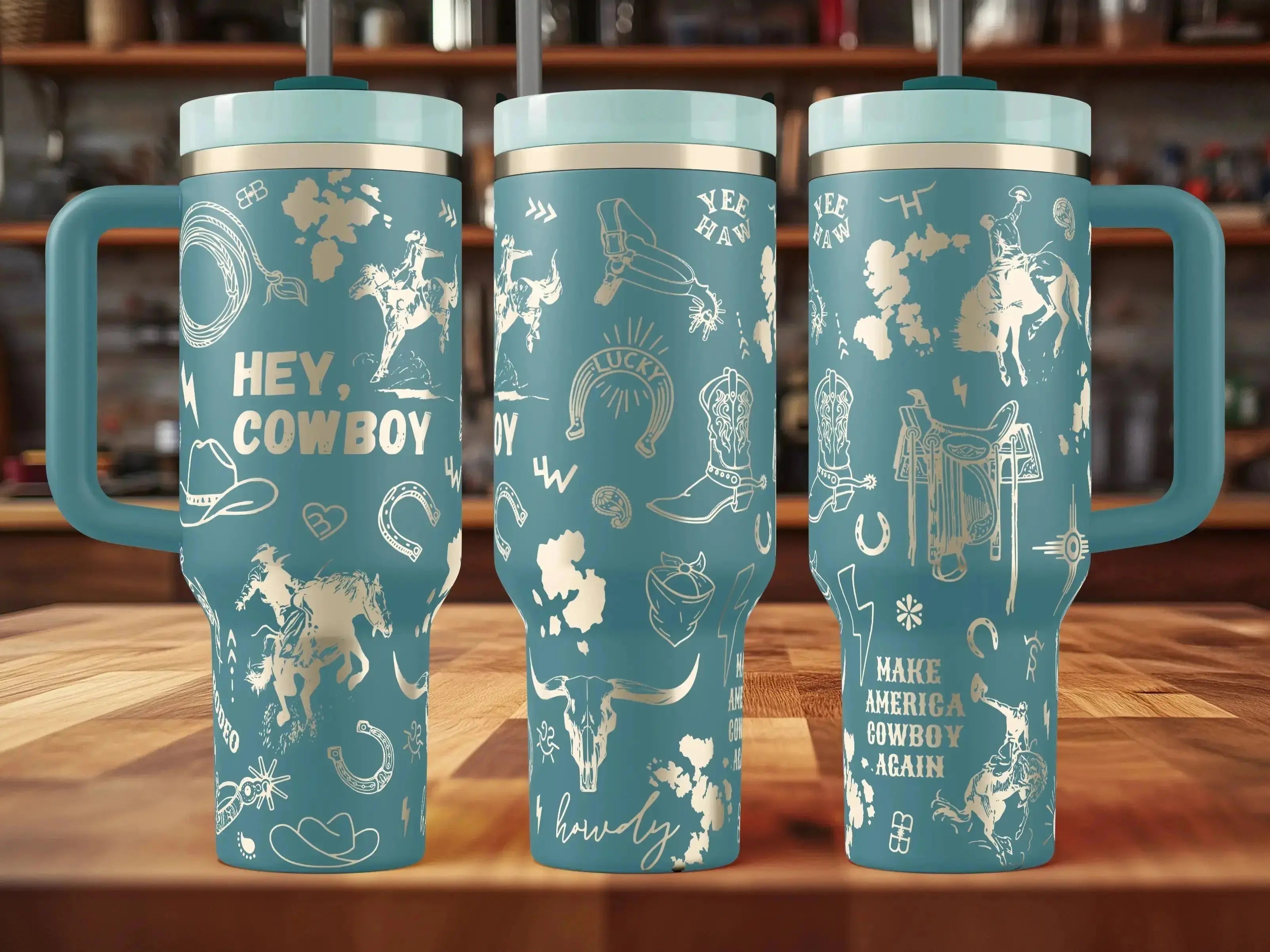 Hey Cowboy Engraved Tumbler (30oz, 40oz, + Stanleys) Western