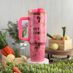 Hey Cowboy Western Engraved Pink Shimmer to Copper 40oz Tumbler 