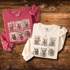 Highland Cow Christmas Stamps – Tee / Long Sleeve / Hoodie / Crewneck