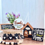 Home Collection Decor Set | Good For Tiered Trays or Shelf | Votive Holder | Sign | Decor | Rustic 