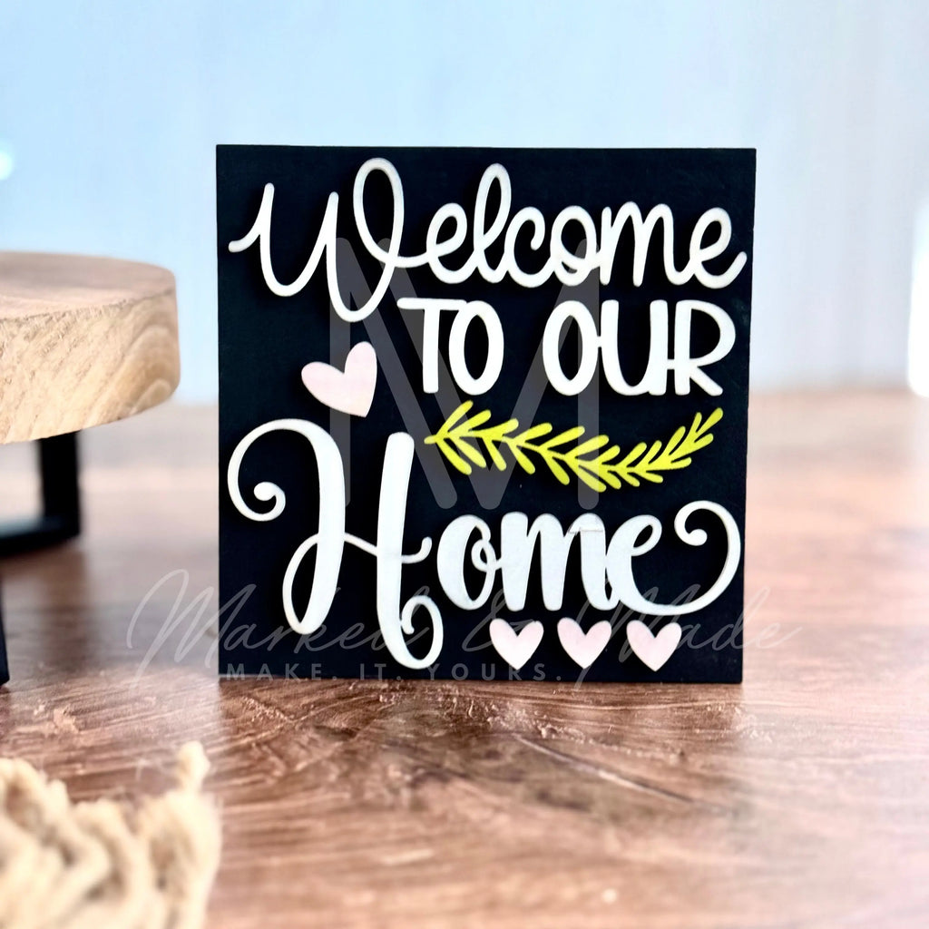 Home Collection Decor Set | Good For Tiered Trays or Shelf | Votive Holder | Sign | Decor | Rustic 