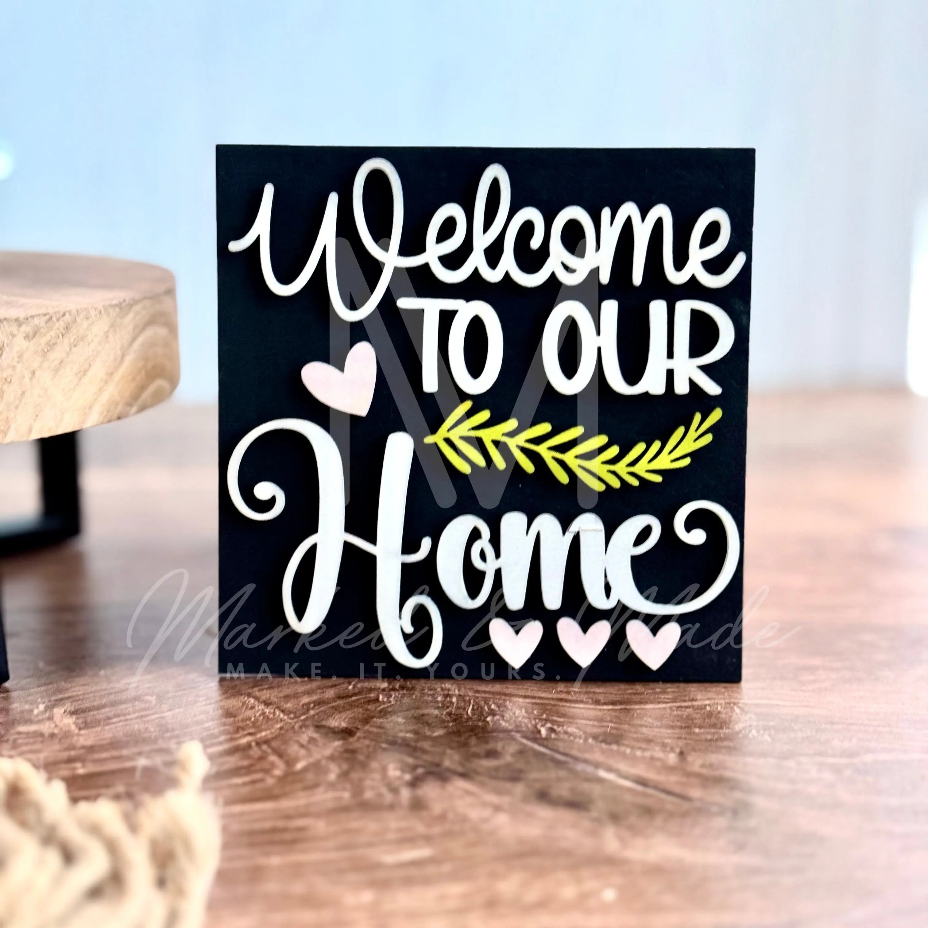 Home Collection Decor Set | Good For Tiered Trays or Shelf | Votive Holder | Sign | Decor | Rustic 