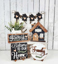 Home Collection Decor Set | Wood Cutout DIY Kit  | Good For Tiered Trays or Shelf | Votive Holder | Sign | Decor | Rustic (Copy) 