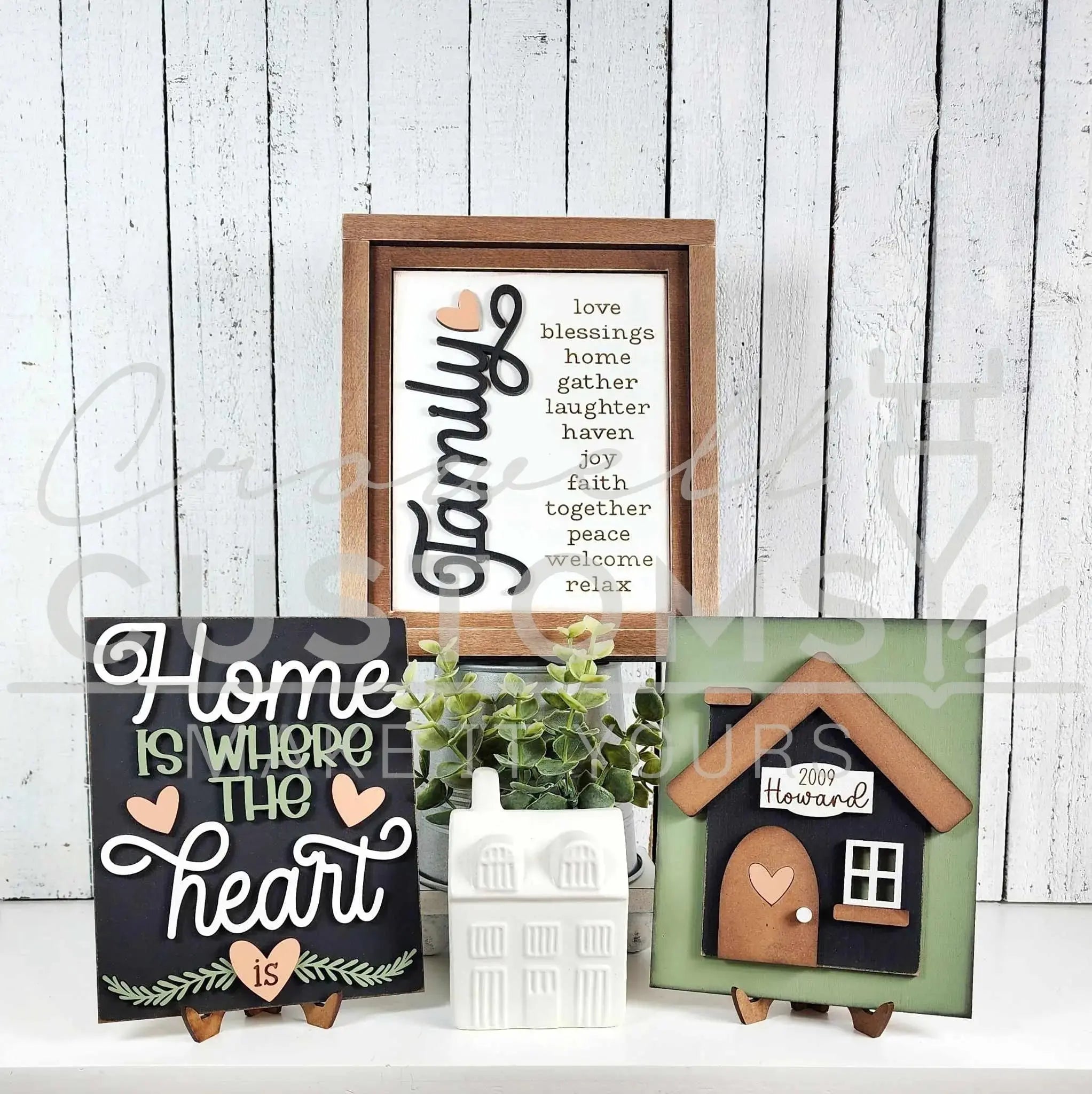 Home Collection Family Signs 6.75" x 8"| DIY WOOD CUTOUT KIT | 1-3 Signs | Home Decor | Rustic | Home Sweet Home 