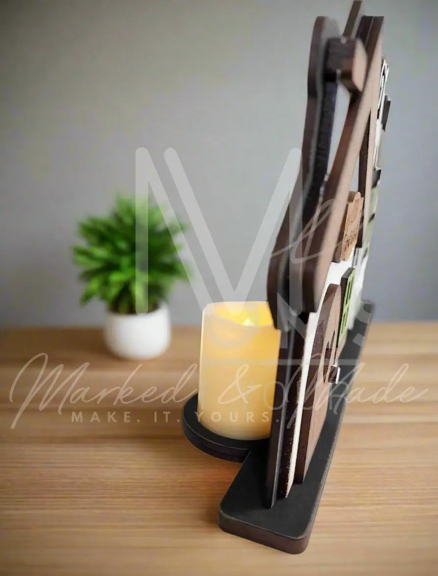 Home Collection Family Word Art Personalized Last Name Votive Holder | DIY CUTOUT KIT | 11.5" x 6.5" | Home Collection | Home Decor | Votive Candle Holder | Rustic 