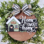 Home Sweet Home Door Round Sign | Last Name Sign | 18" or 10.5" | Welcome Sign | Door Hanger | Custom | Wood Sign 