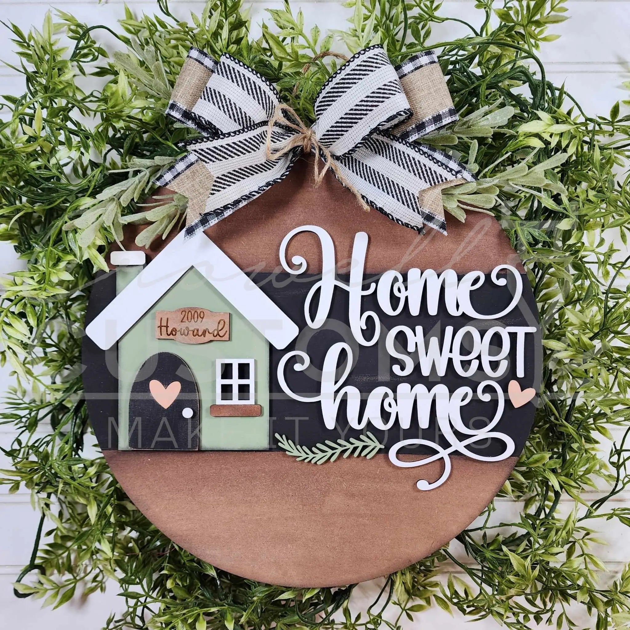 Home Sweet Home Door Round Sign | Last Name Sign | 18" or 10.5" | Welcome Sign | Door Hanger | Custom | Wood Sign 