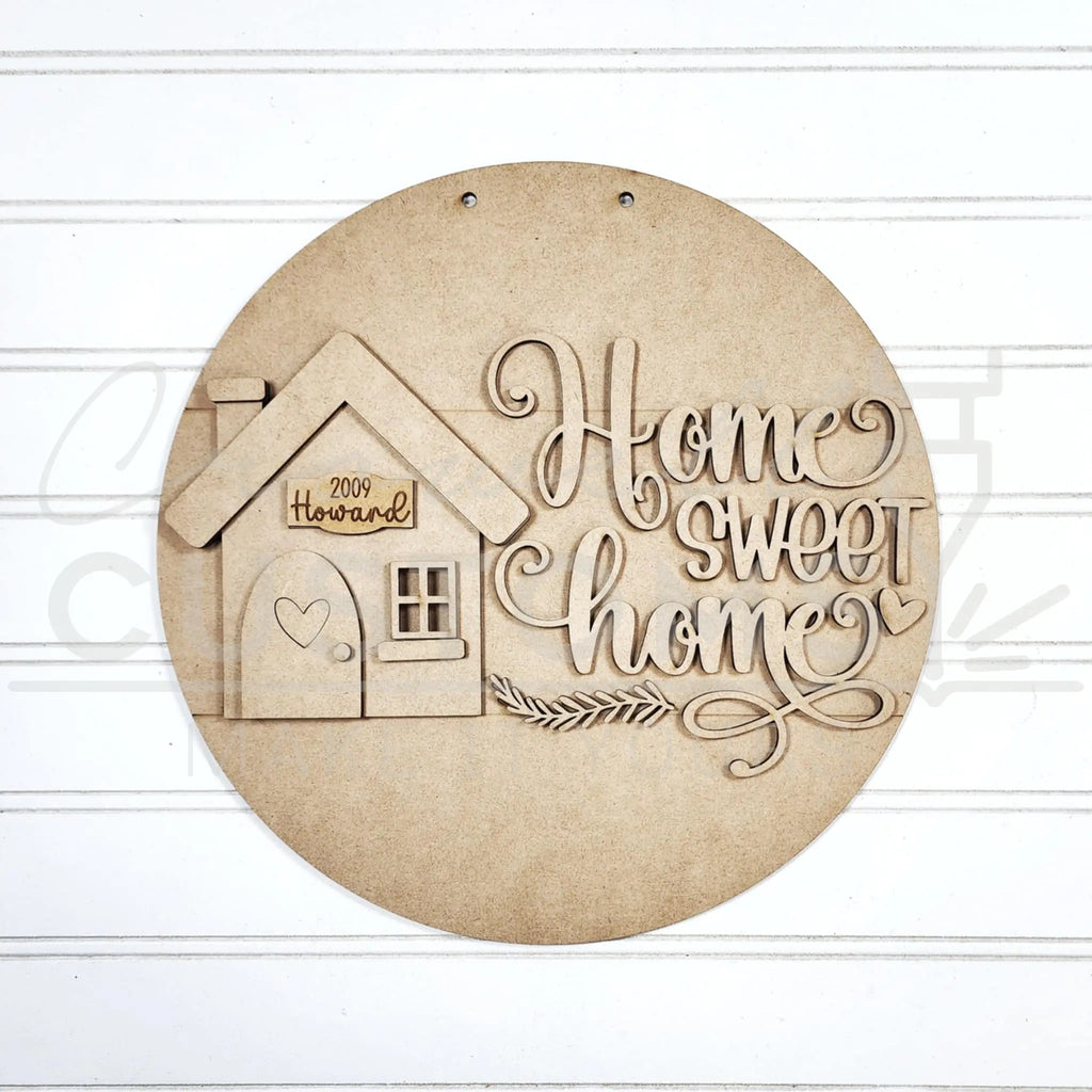 Home Sweet Home Door Round Sign | Last Name Sign | 18" or 10.5" | Welcome Sign | Door Hanger | Custom | Wood Sign 