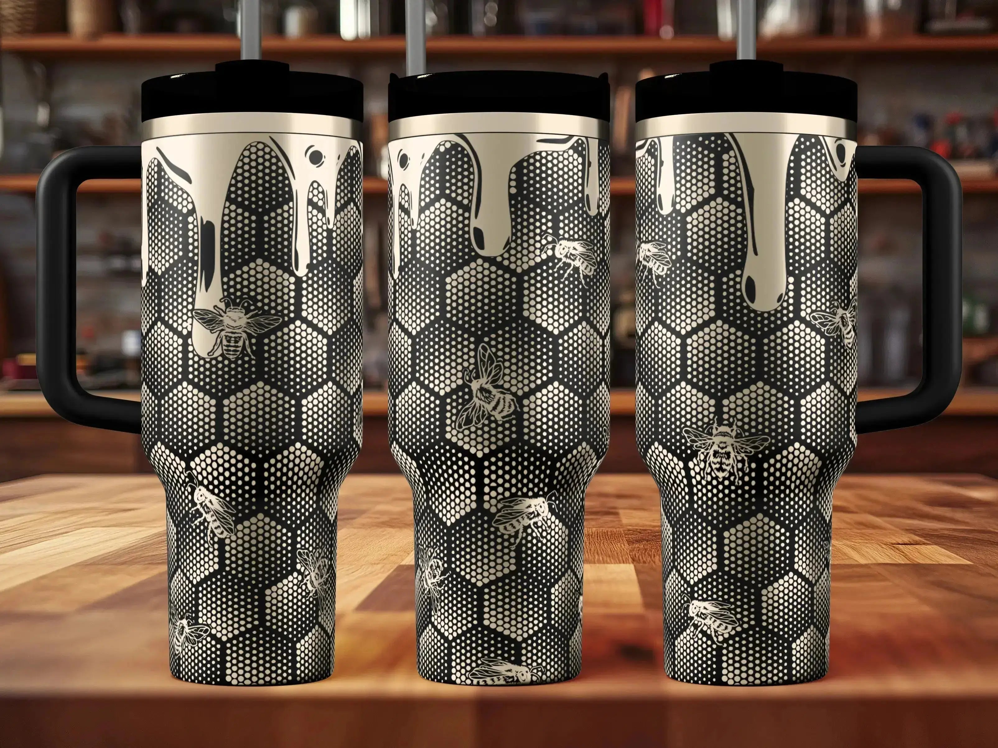 Honeycomb Honey Bee Engraved Tumbler (30oz, 40oz, + Stanleys)