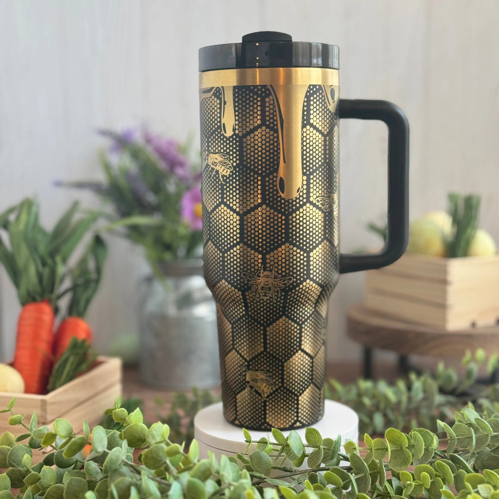 Honeycomb  / Honeybee Black to Gold Tumbler 40 oz 