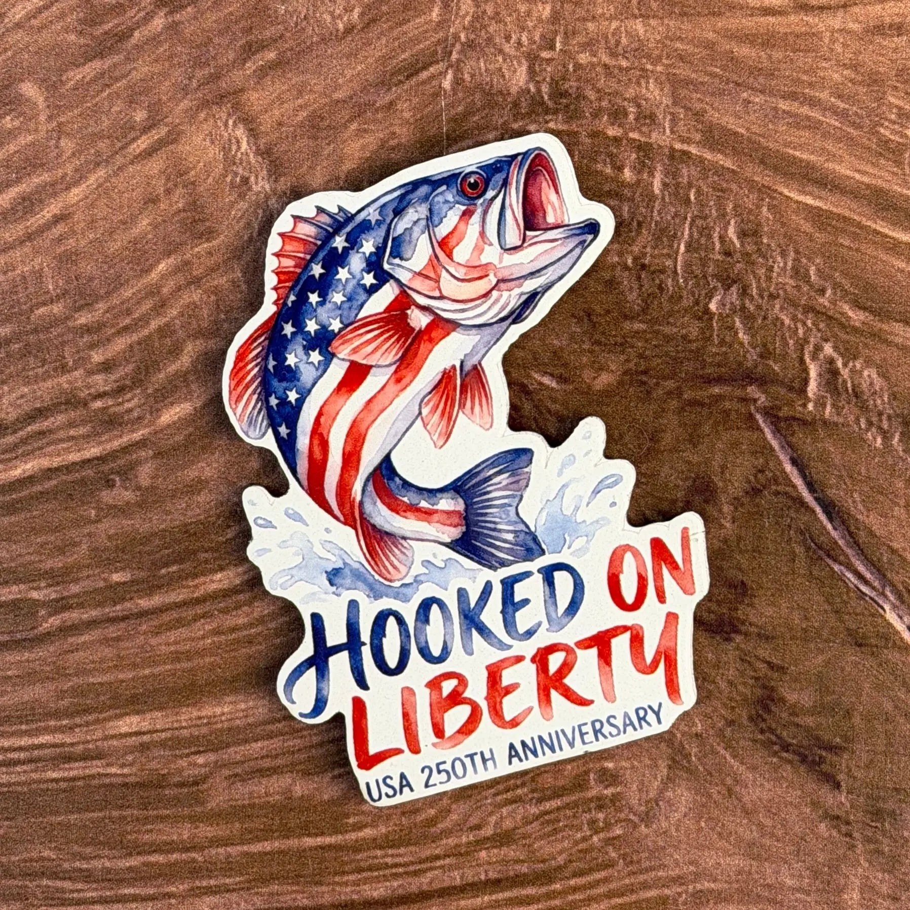 Hooked On Liberty - USA 250th Anniversary | UV Printed Leather Hat Patch 
