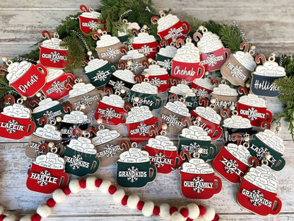 Hot Cocoa Personalized Family Ornament 1-11 Names! 