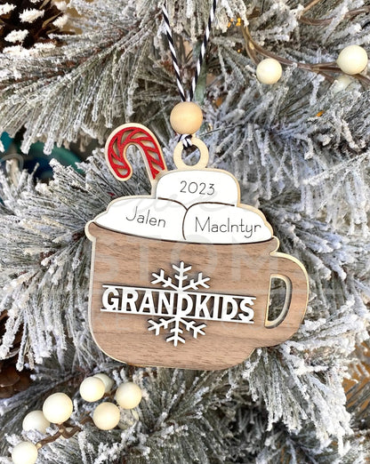 Hot Cocoa Personalized Family Ornament 1-11 Names! 