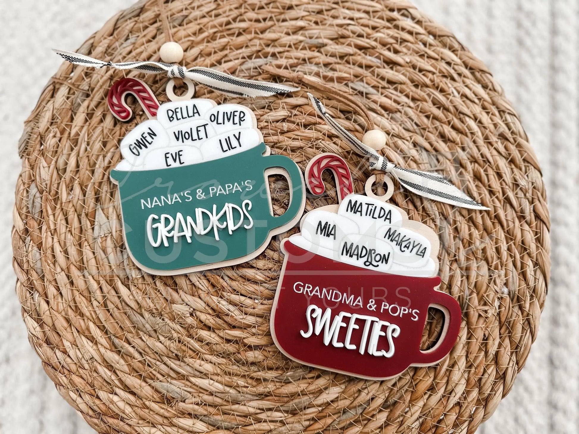 Hot Cocoa Personalized Family Ornament 1-11 Names! 