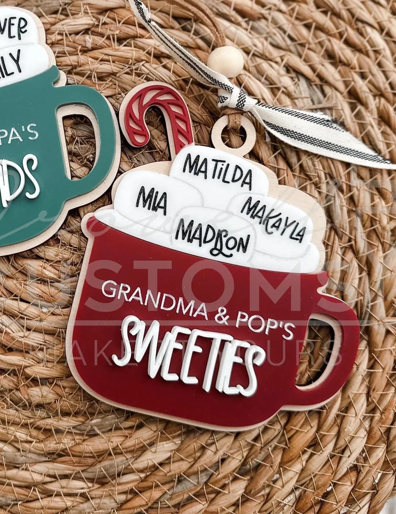 Hot Cocoa Personalized Family Ornament 1-11 Names! 