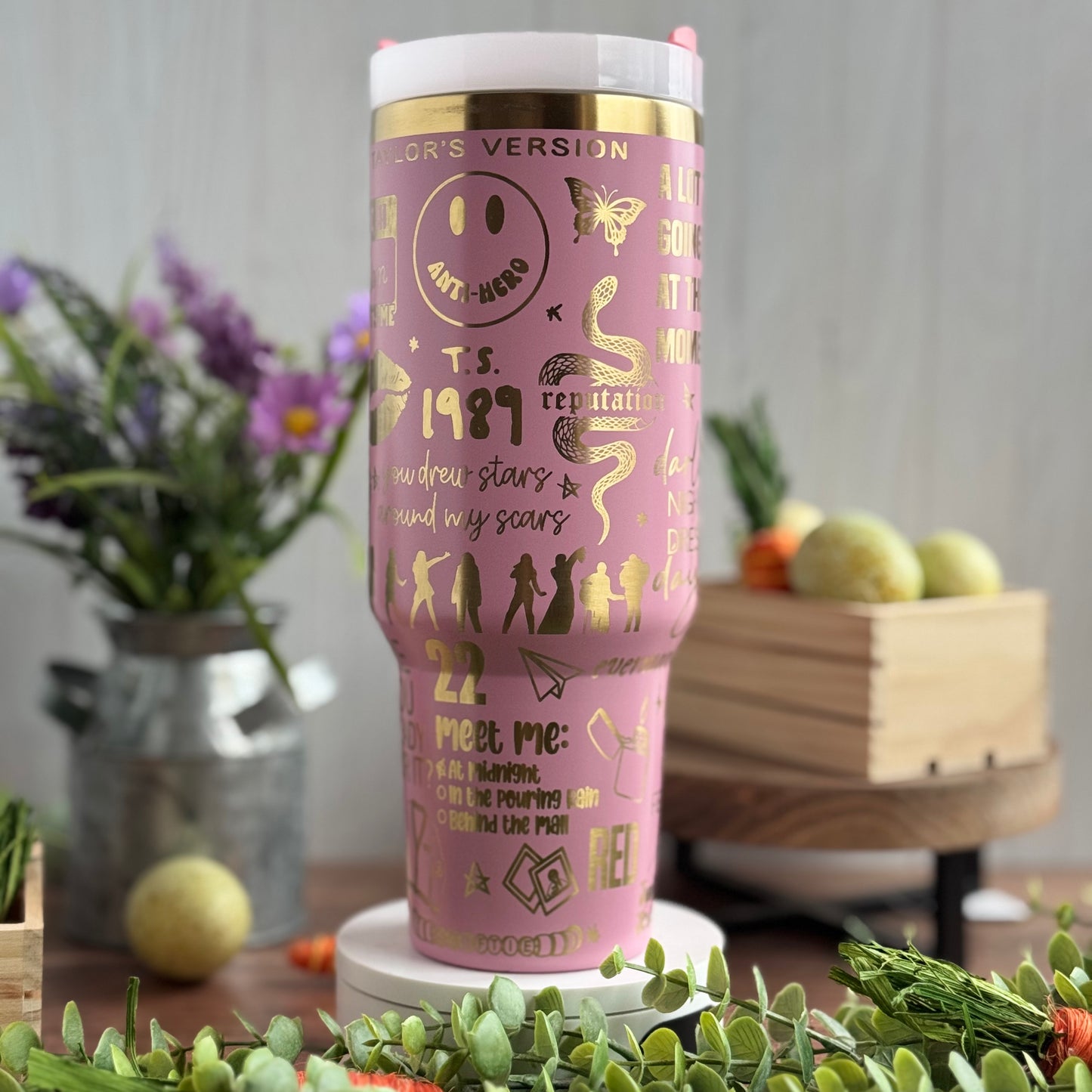 Taylor Swift Swiftie Engraved Tumbler (v2) Light Pink to Gold 40oz