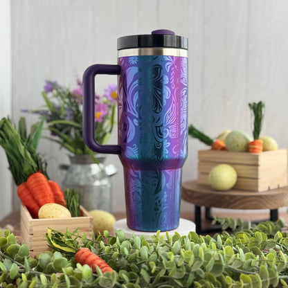 Paisley Floral Western Engraved Aurora 40oz Tumbler