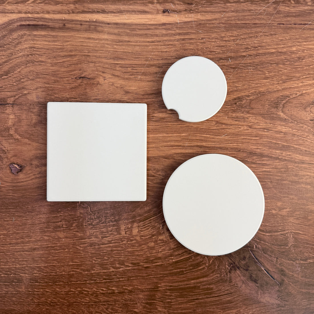 Blank ceramic coasters, round and square