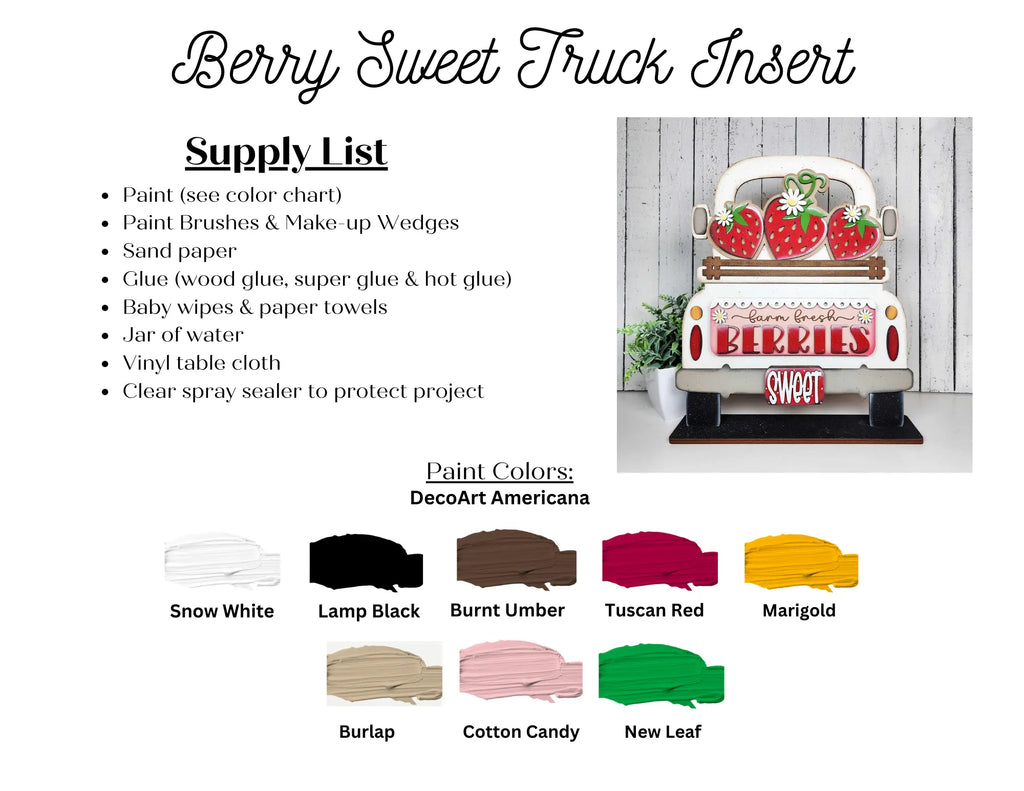 Interchangeable Berry Sweet Strawberry Truck Insert| Interchangeable Truck Add-On | DIY Cutout Kit 