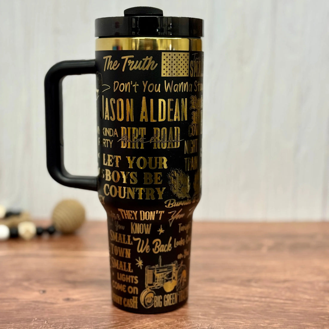 Jason Aldean Engraved Black to Gold 40oz 