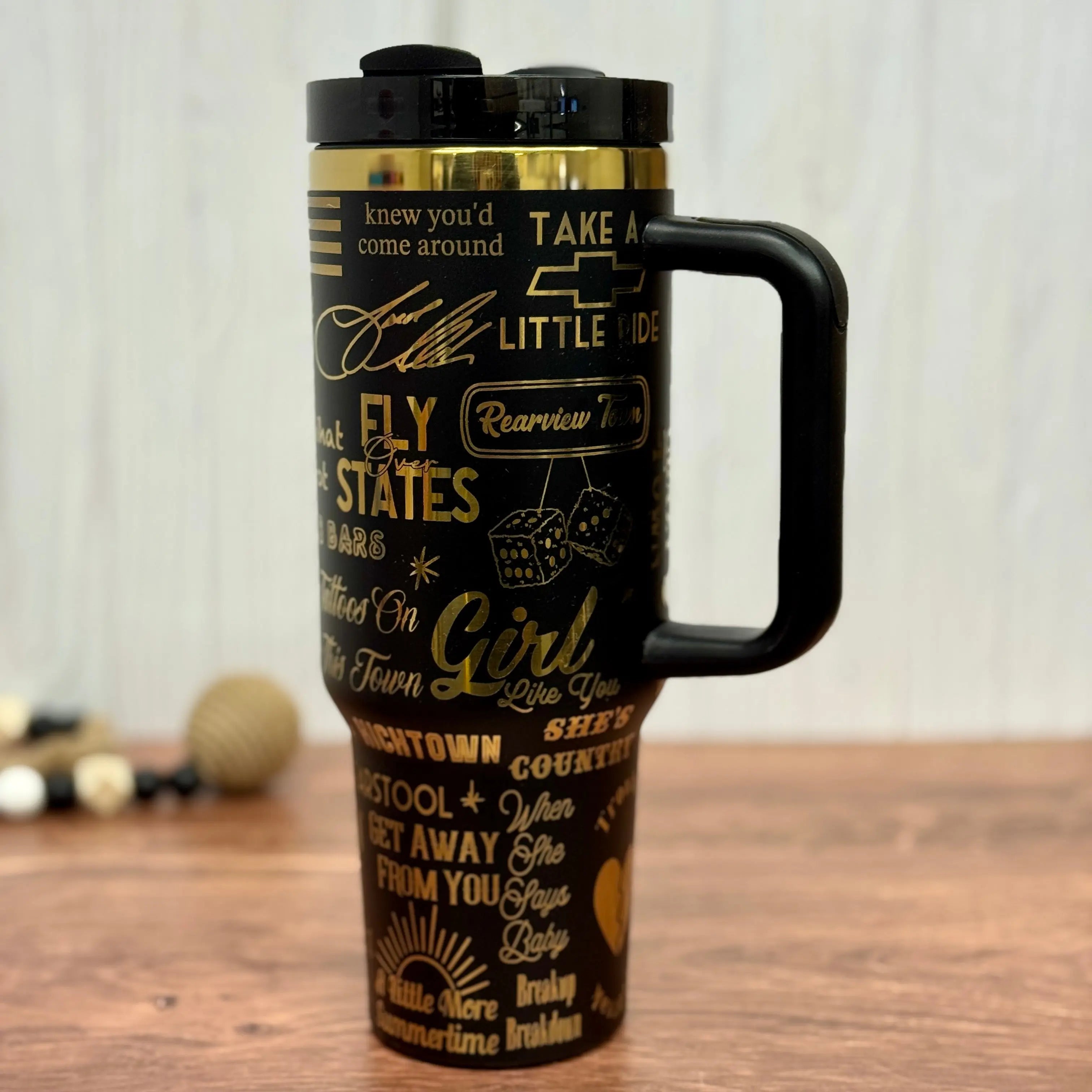 Jason Aldean Engraved Black to Gold 40oz 