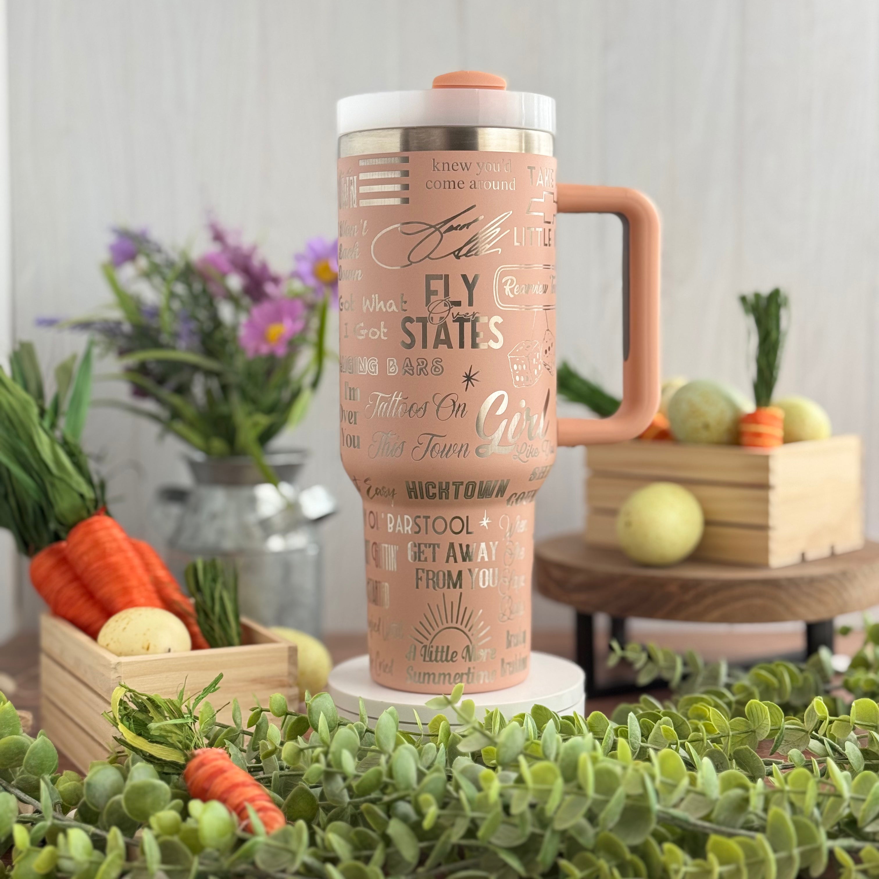 Jason Aldean Engraved Peach 40oz Tumbler 