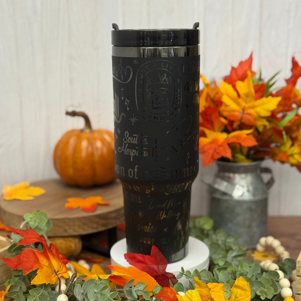 Jelly Roll Tumbler Black to Black 40oz 