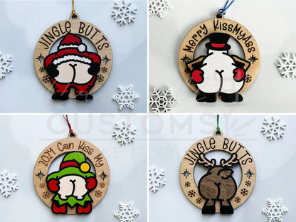 Jingle Butts Funny Wood Ornaments 