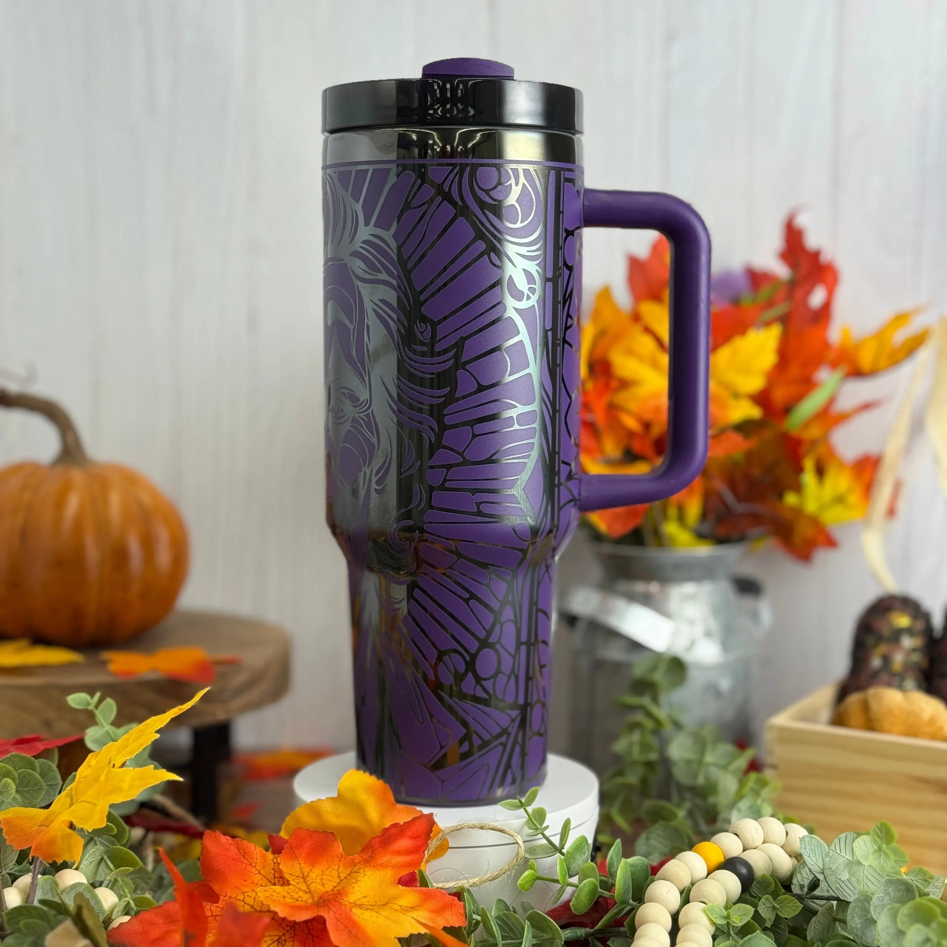Joker Stained Glass Tumbler Purple to Black 40 oz 