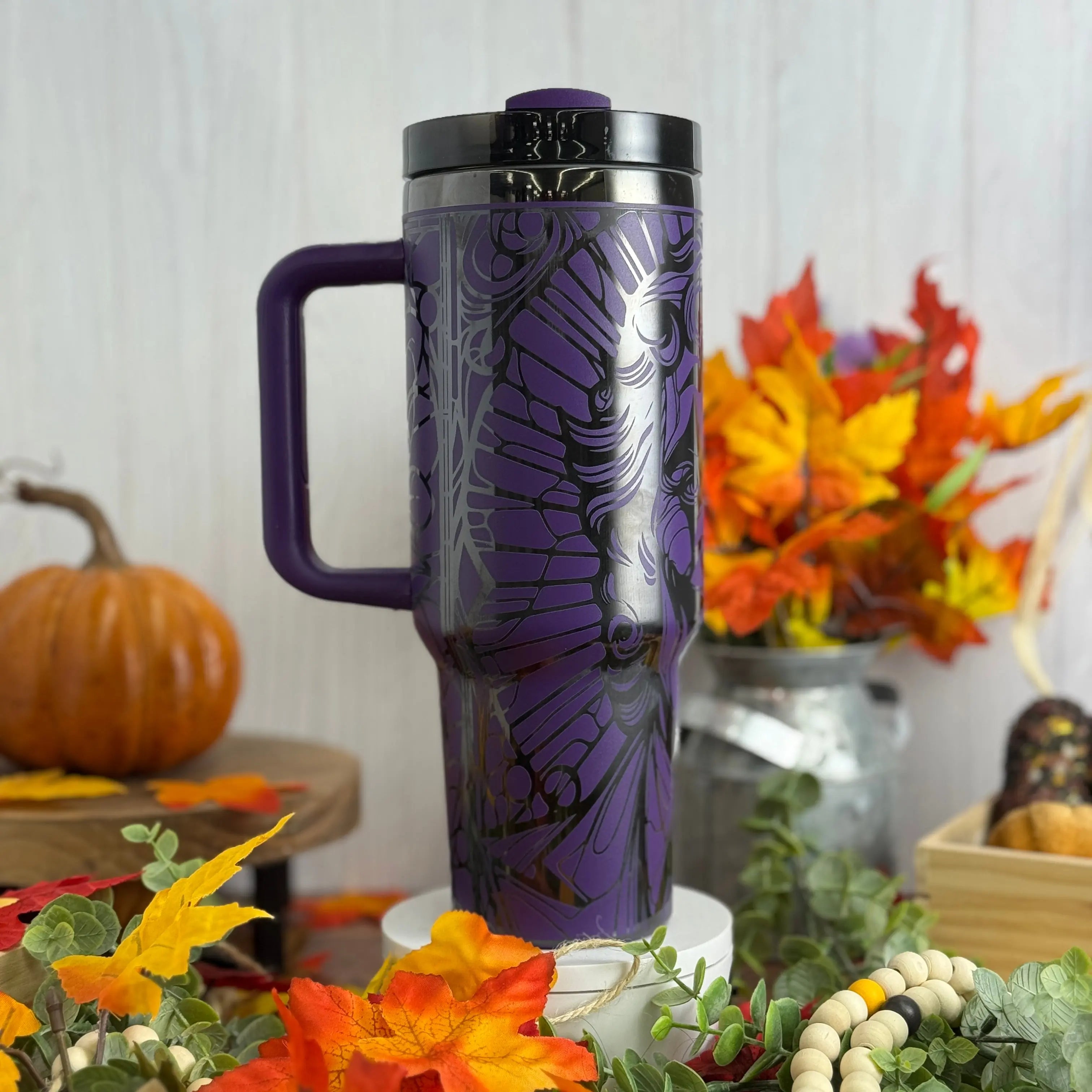 Joker Stained Glass Tumbler Purple to Black 40 oz 