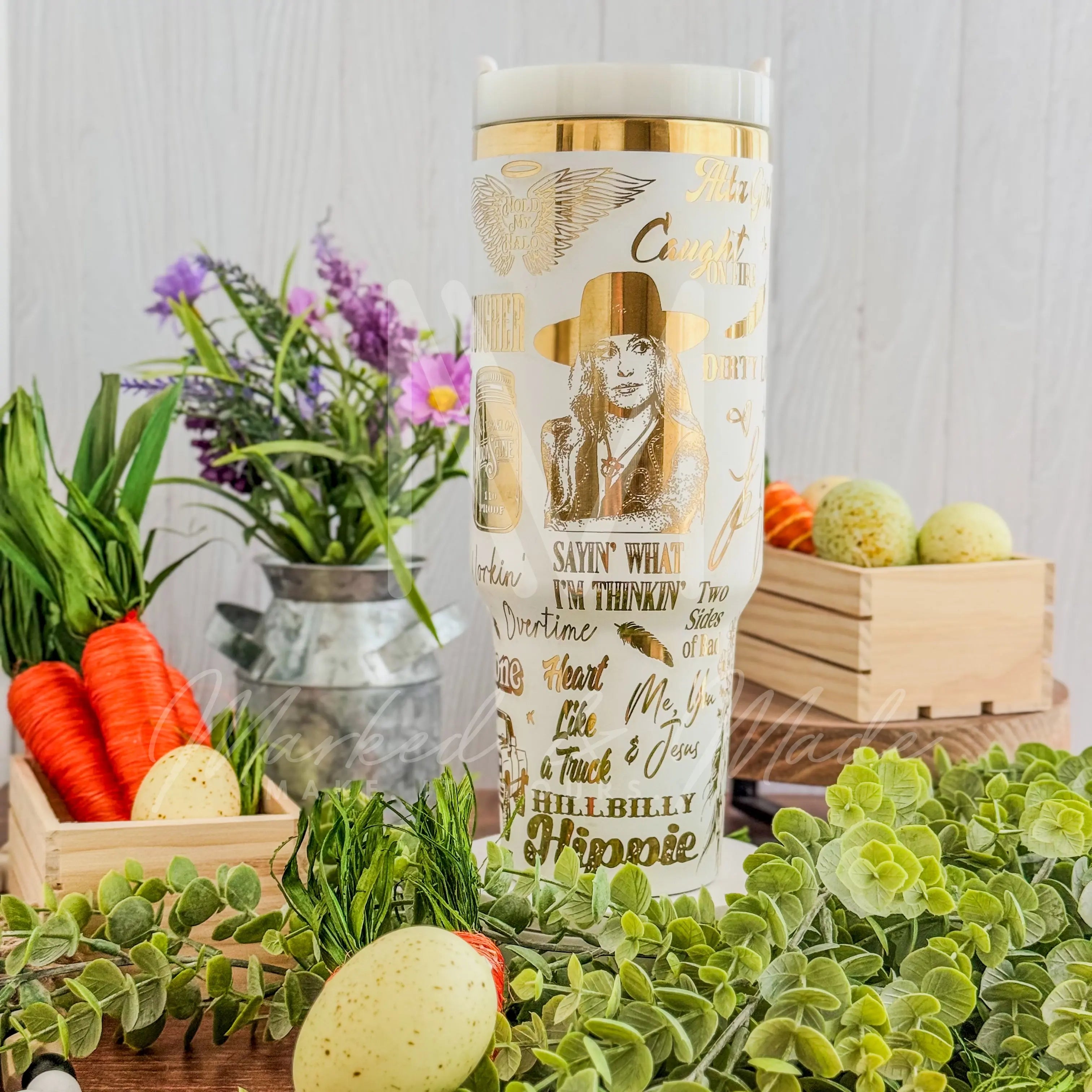 Lainey Wilson Tumbler White to Gold 40oz 