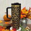 Leopard Print / Cheetah Print Tumbler Black to Gold Tumbler 40oz 