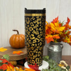 Leopard Print / Cheetah Print Tumbler Black to Gold Tumbler 40oz 