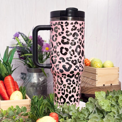 Leopard Print / Cheetah Print Tumbler Pink to Black 40oz 